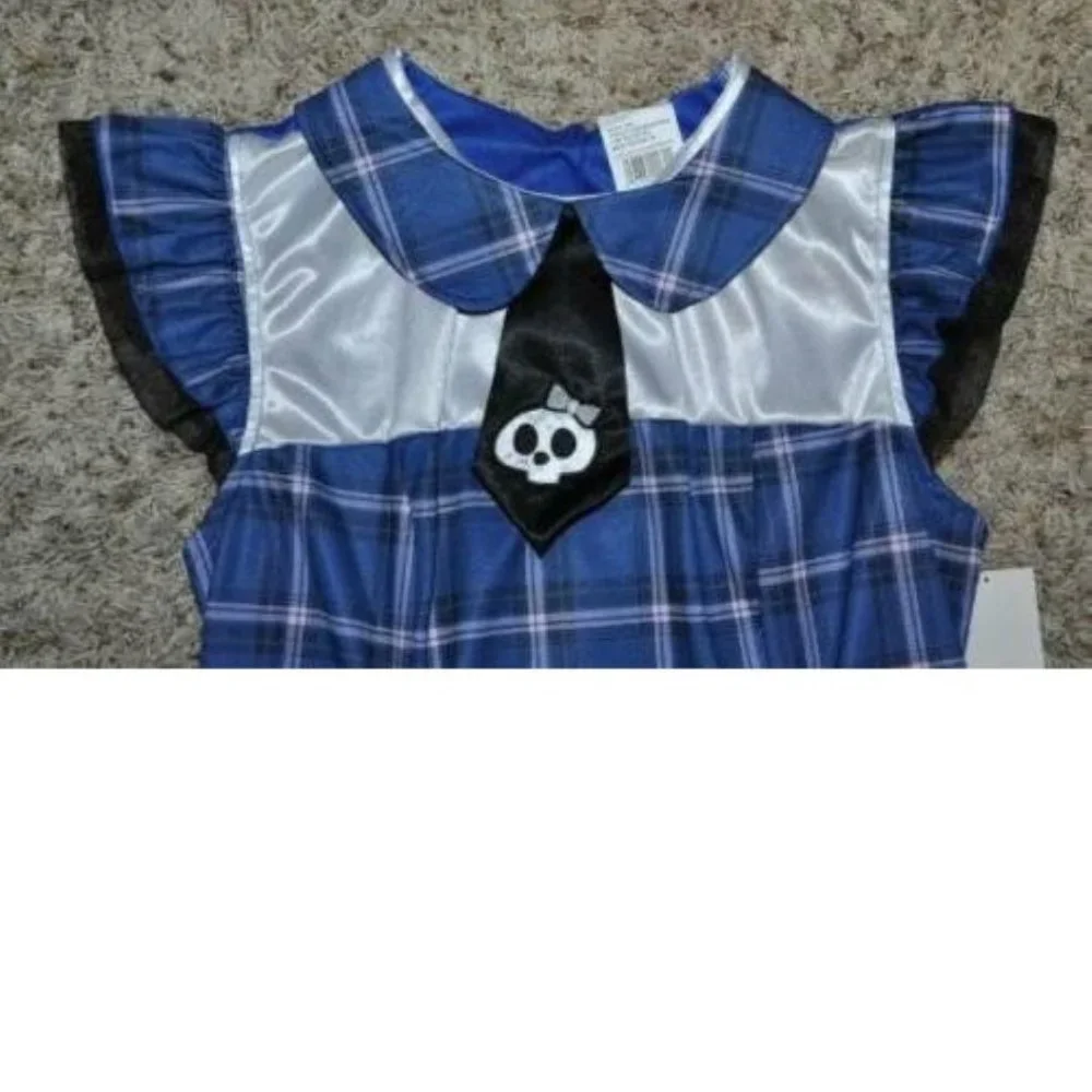 School Girl Ghoul Halloween Costume Blue Dress 4 pc Teen Girls Juniors 14+